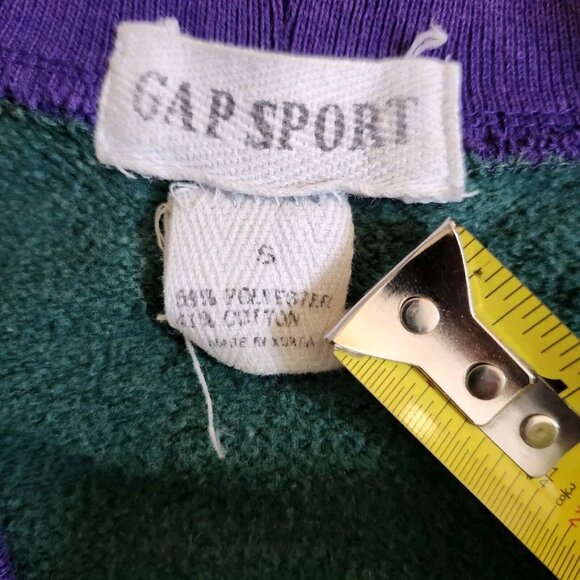Vintage GAP Sport Green/Purple Academy Cardigan USA School Buttons - Size Small - Picture 9 of 10